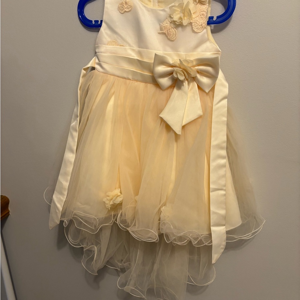 Elegant Cream Sleeveless High-Low Sundress for Wedding - Toddler Girl 3T